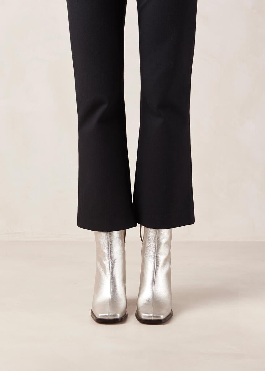 South Shimmer SIlver Leather Ankle Boots