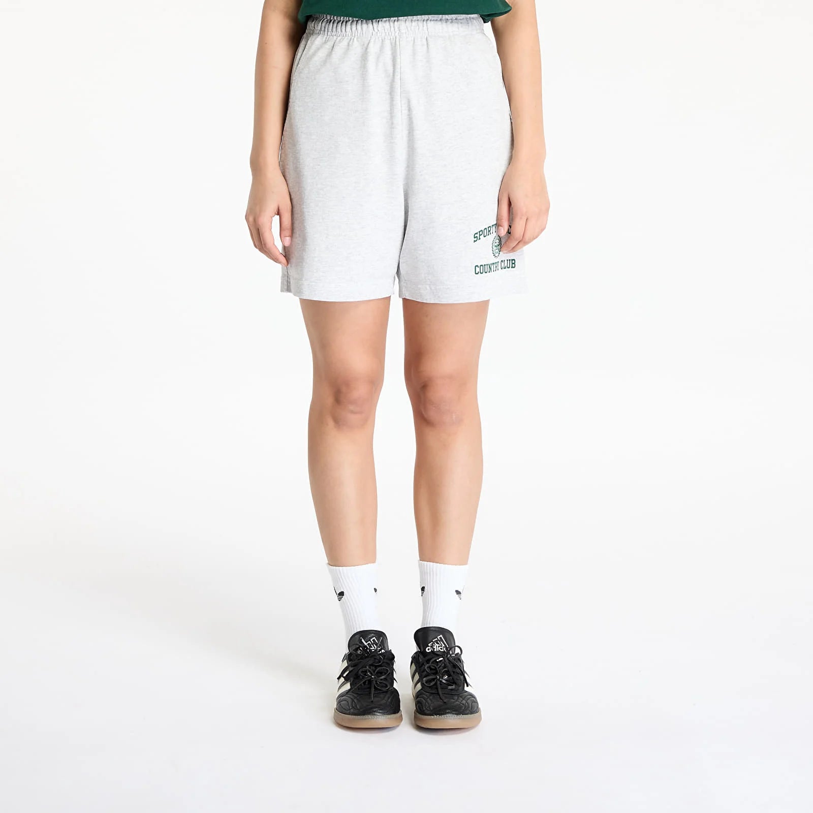 Varsity Crest Gym Short = Heather Grey