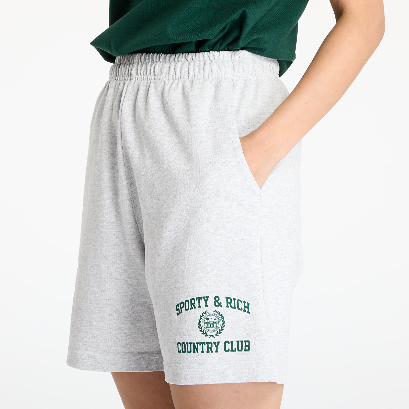 Varsity Crest Gym Short = Heather Grey