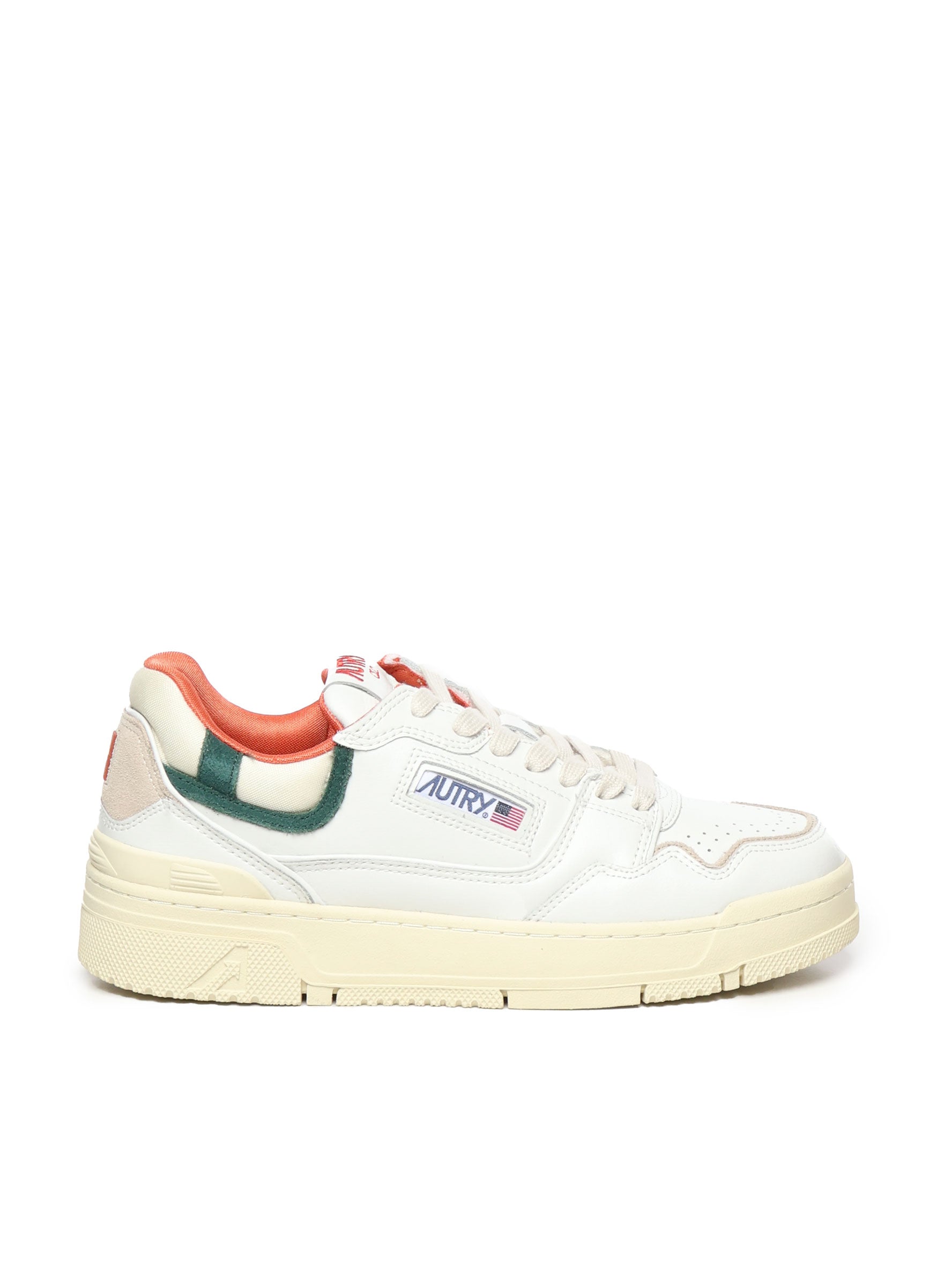 CLC LOW SNEAKERS IN WHITE LEATHER AND FOREST SUEDE