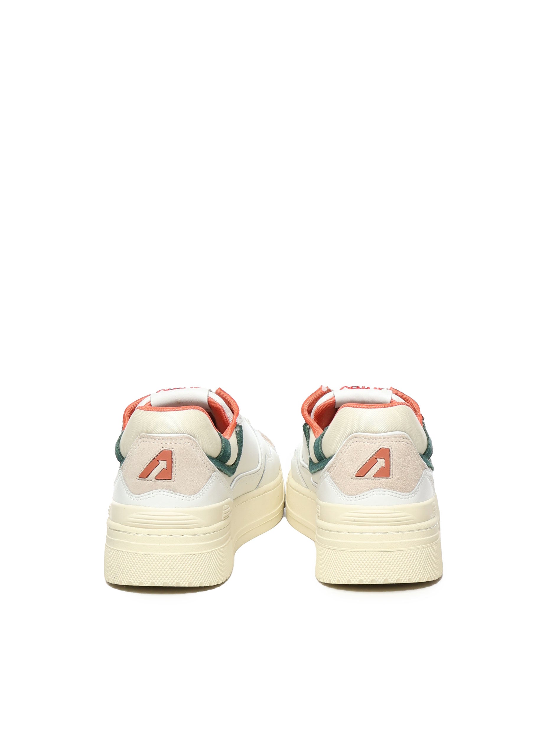 CLC LOW SNEAKERS IN WHITE LEATHER AND FOREST SUEDE