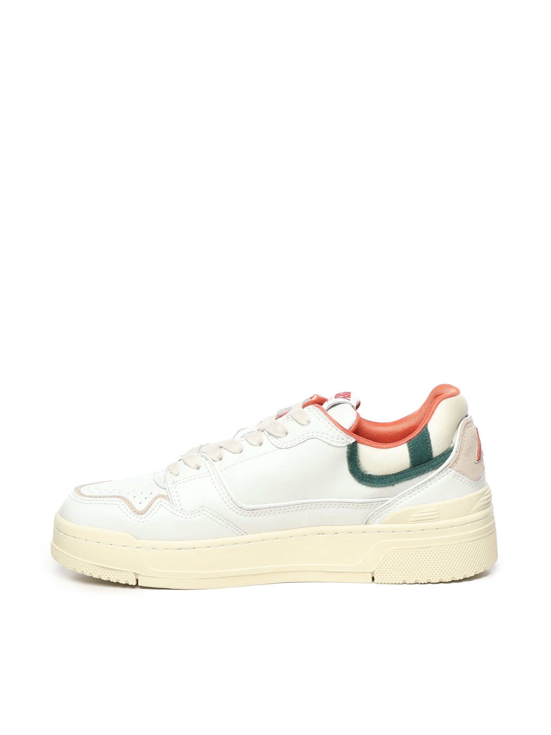 CLC LOW SNEAKERS IN WHITE LEATHER AND FOREST SUEDE