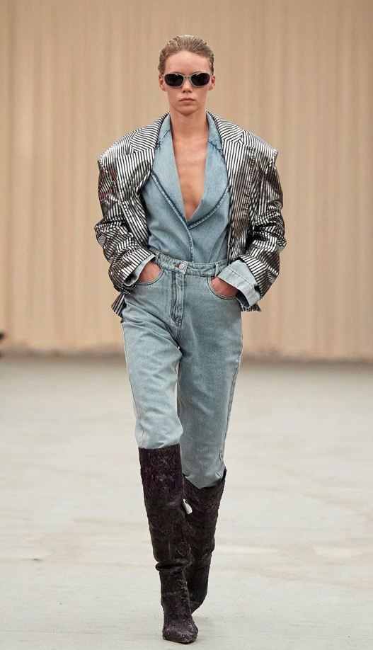 Skylar Striped Leather Blazer