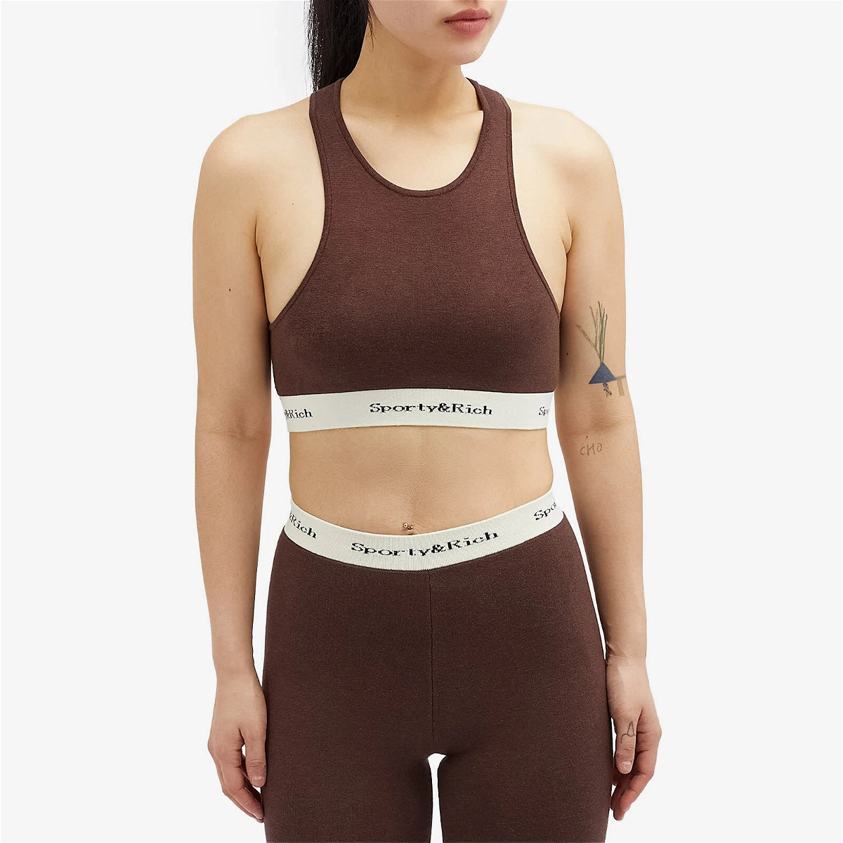 Serif Logo Ribbed Cropped Tank