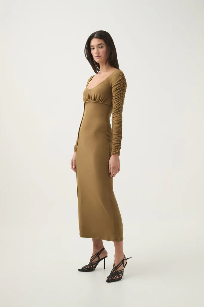 Cini Gathered Midi Dress