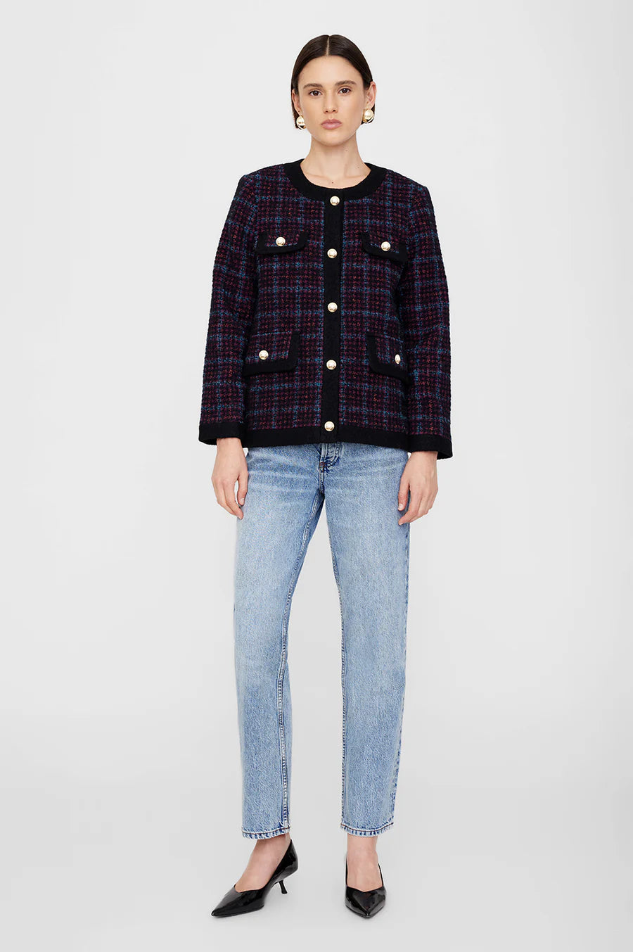 Lydia Jacket Blue ad Red Tweed