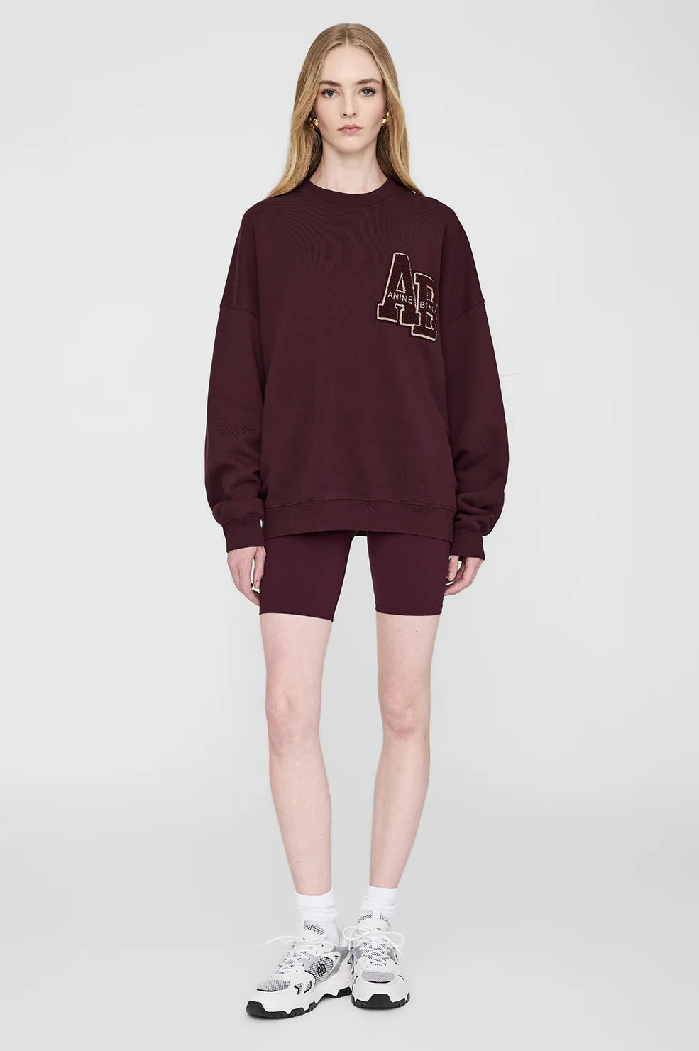 Miles Oversized Sweatshirt Letterman Dark Burgundy