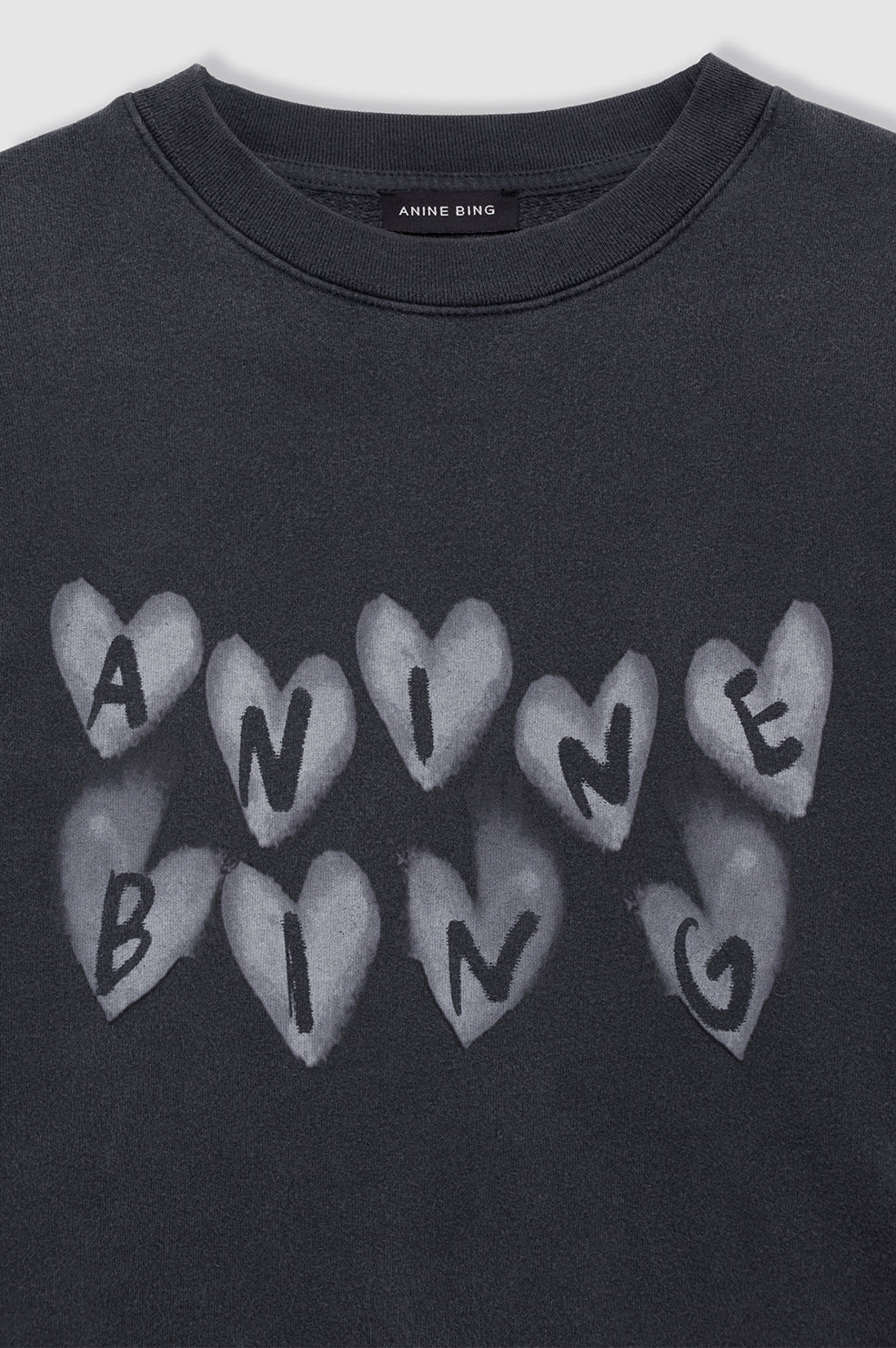 Spencer Sweatshirt Hearts Washed Black