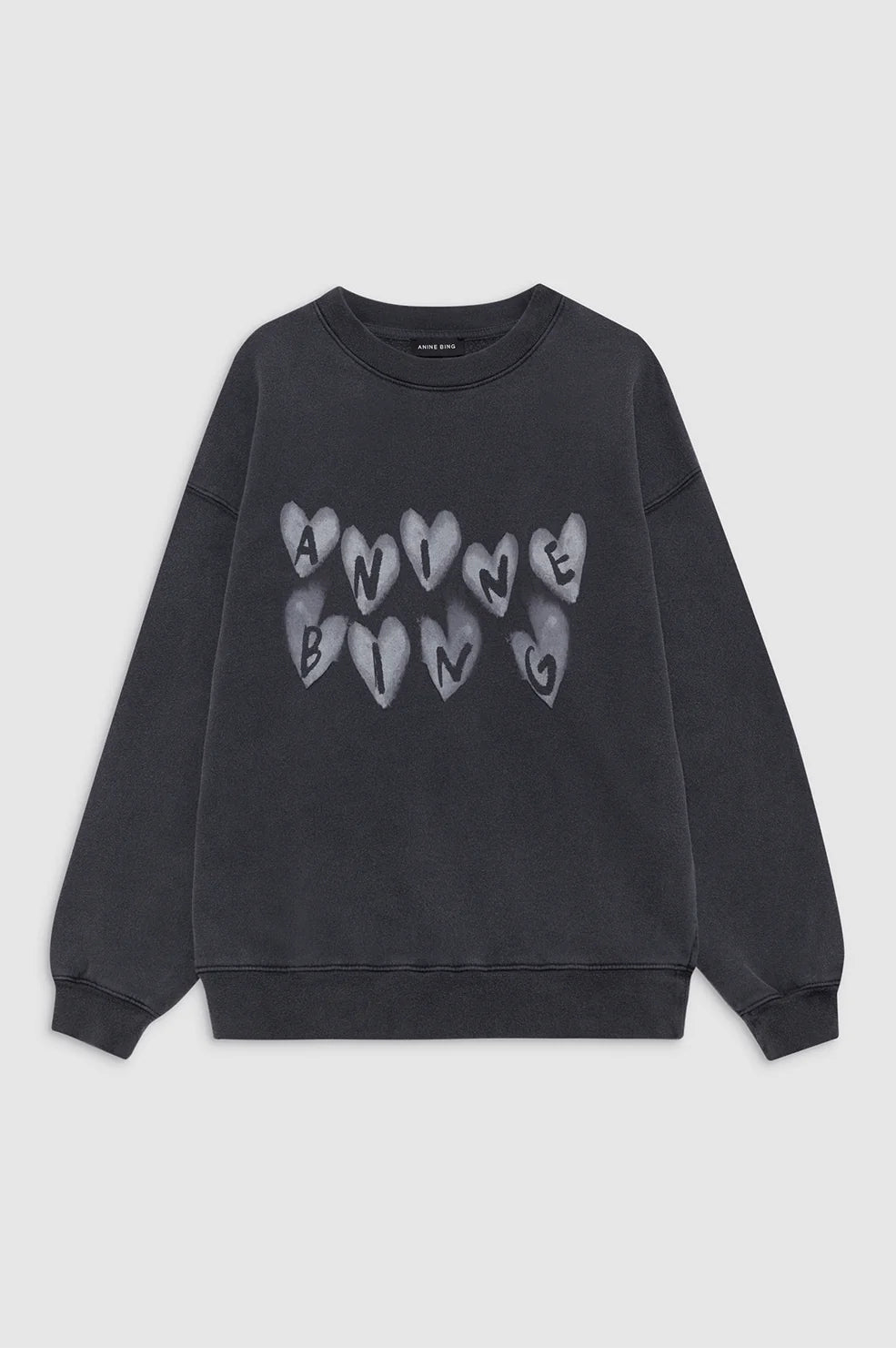 Spencer Sweatshirt Hearts Washed Black