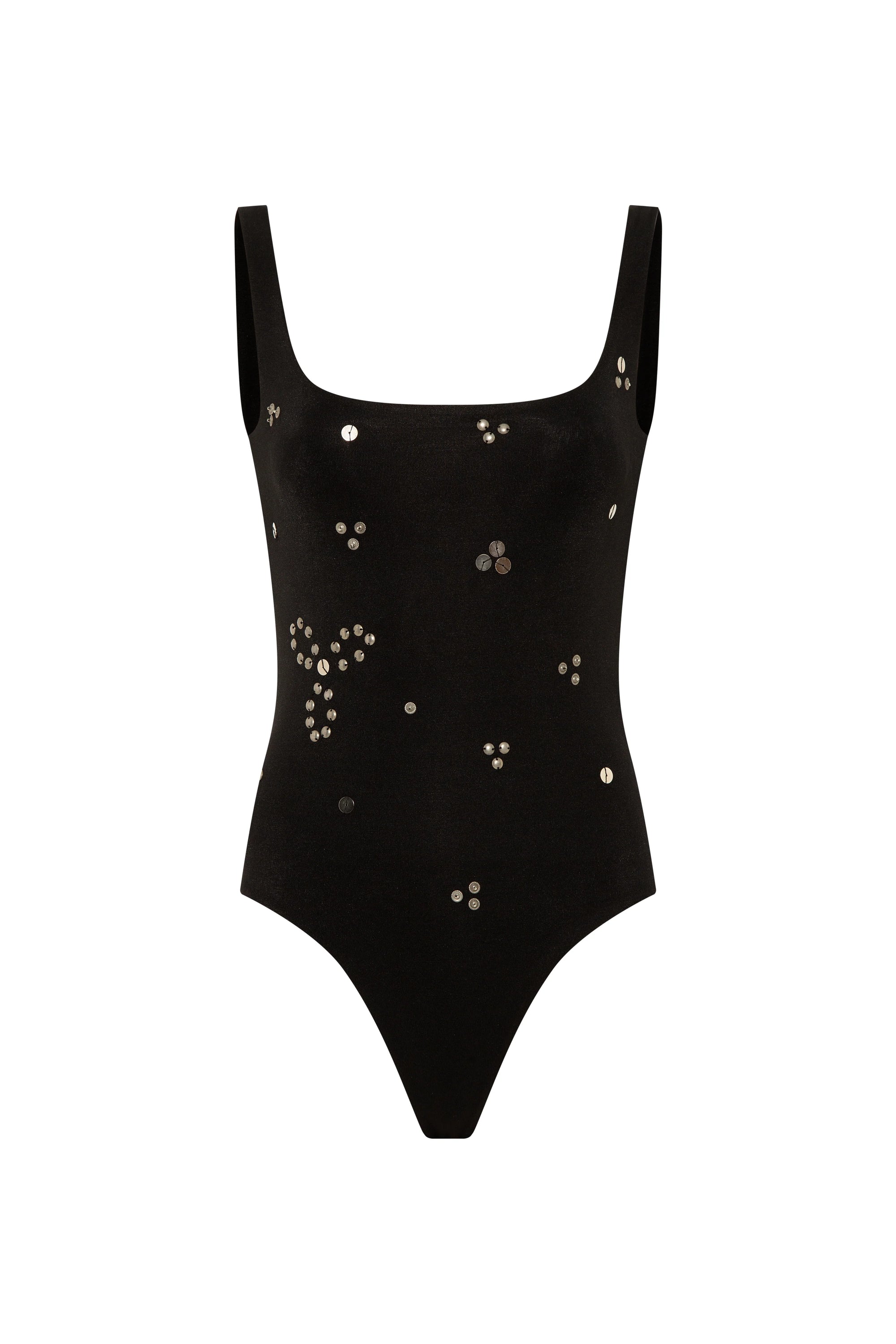 DASNE  Embellished square neck bodysuit