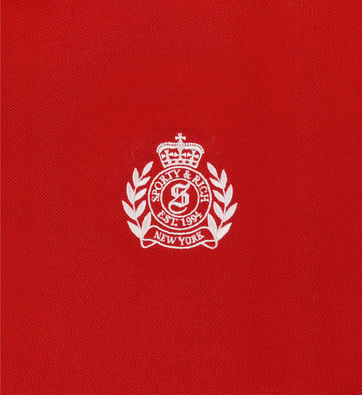 H&W Crest Pique Polo - Ruby/White