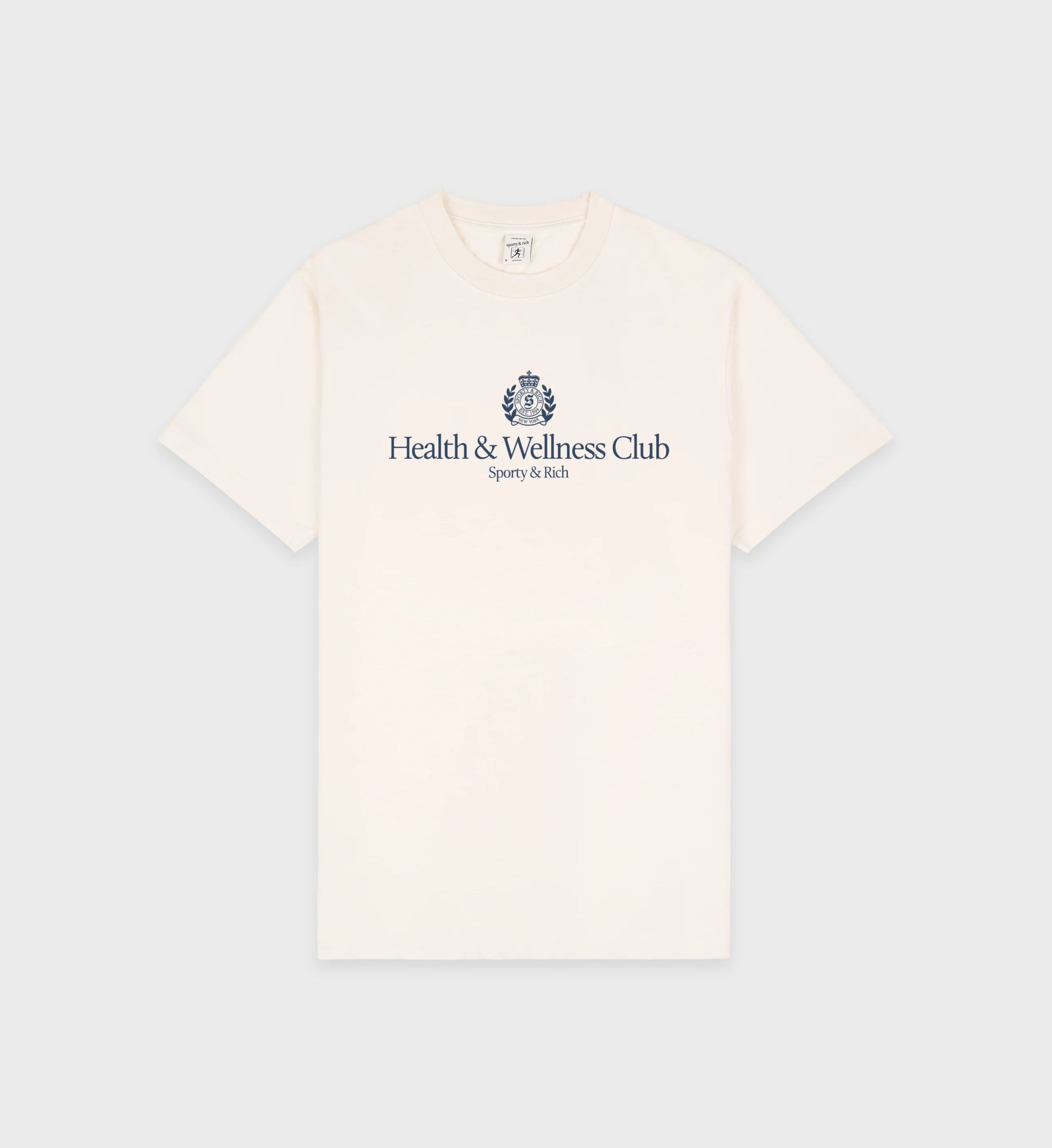 H&W Crest T-Shirt - Cream/Navy