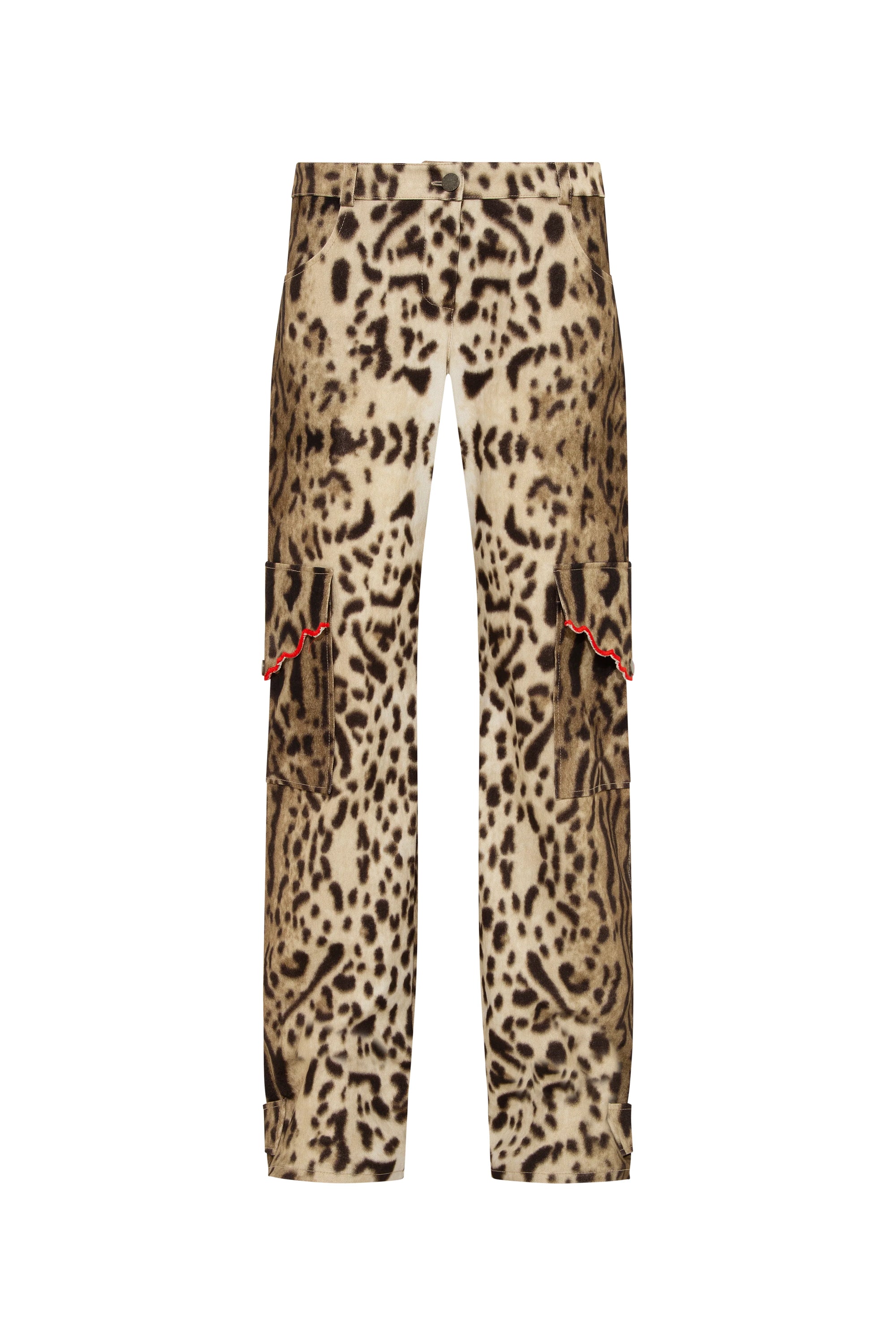 IDA  Animal-print straight-leg pants with side pockets