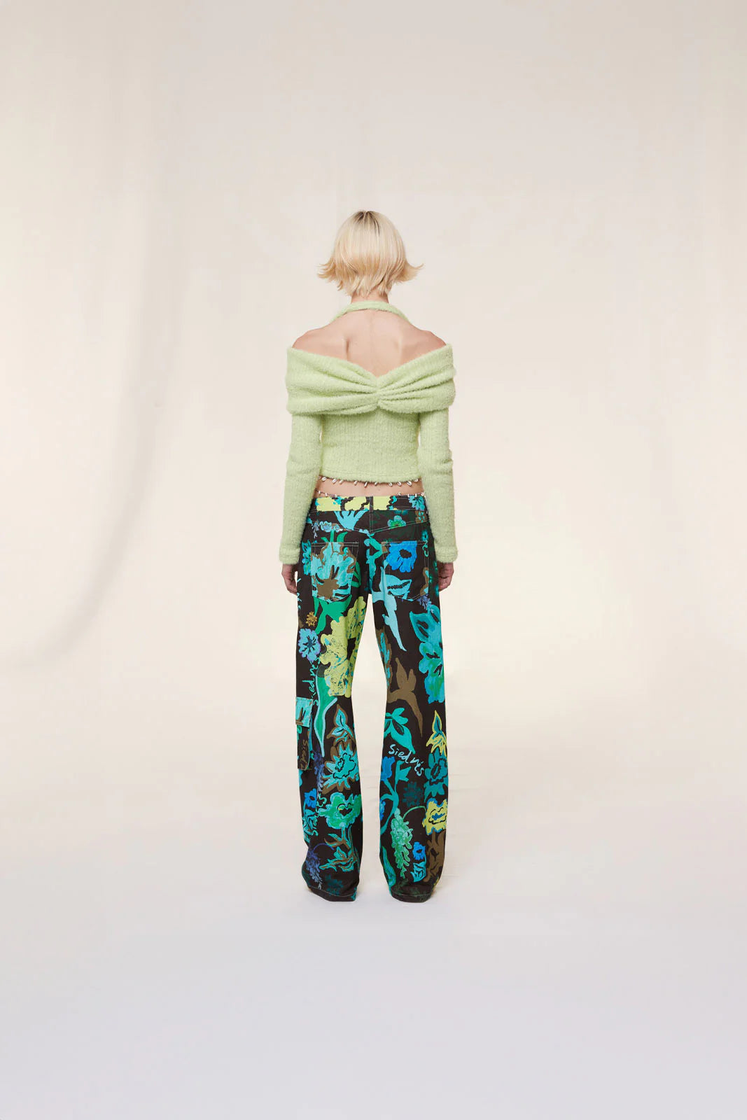 ESTIE - Floral printed linen-blend cargo pants