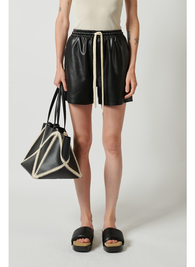 Maurine Okobor Alt-Leather Drawstring Shorts