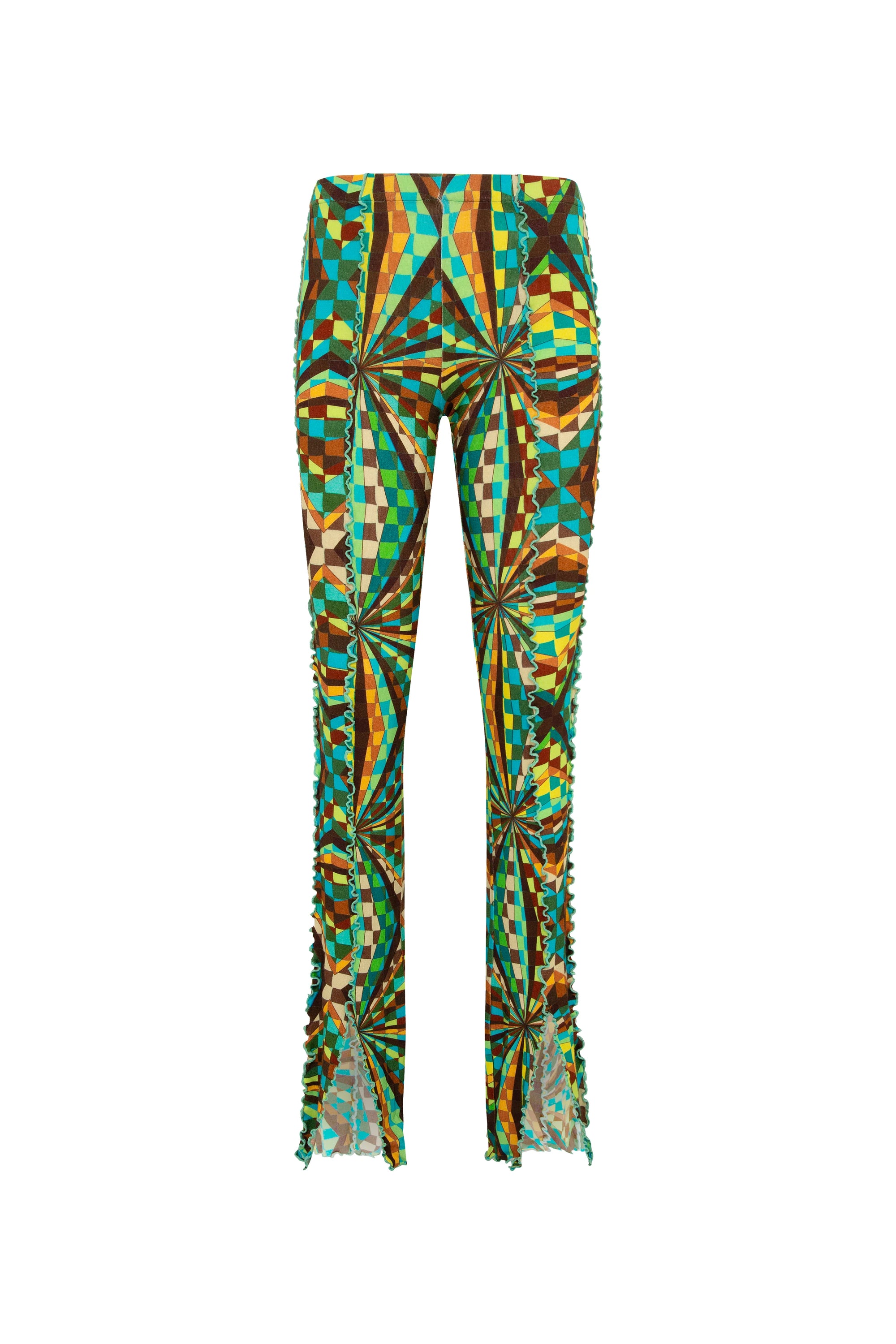 MULT - Kaleidoscope printed knit pants with contrast stitching
