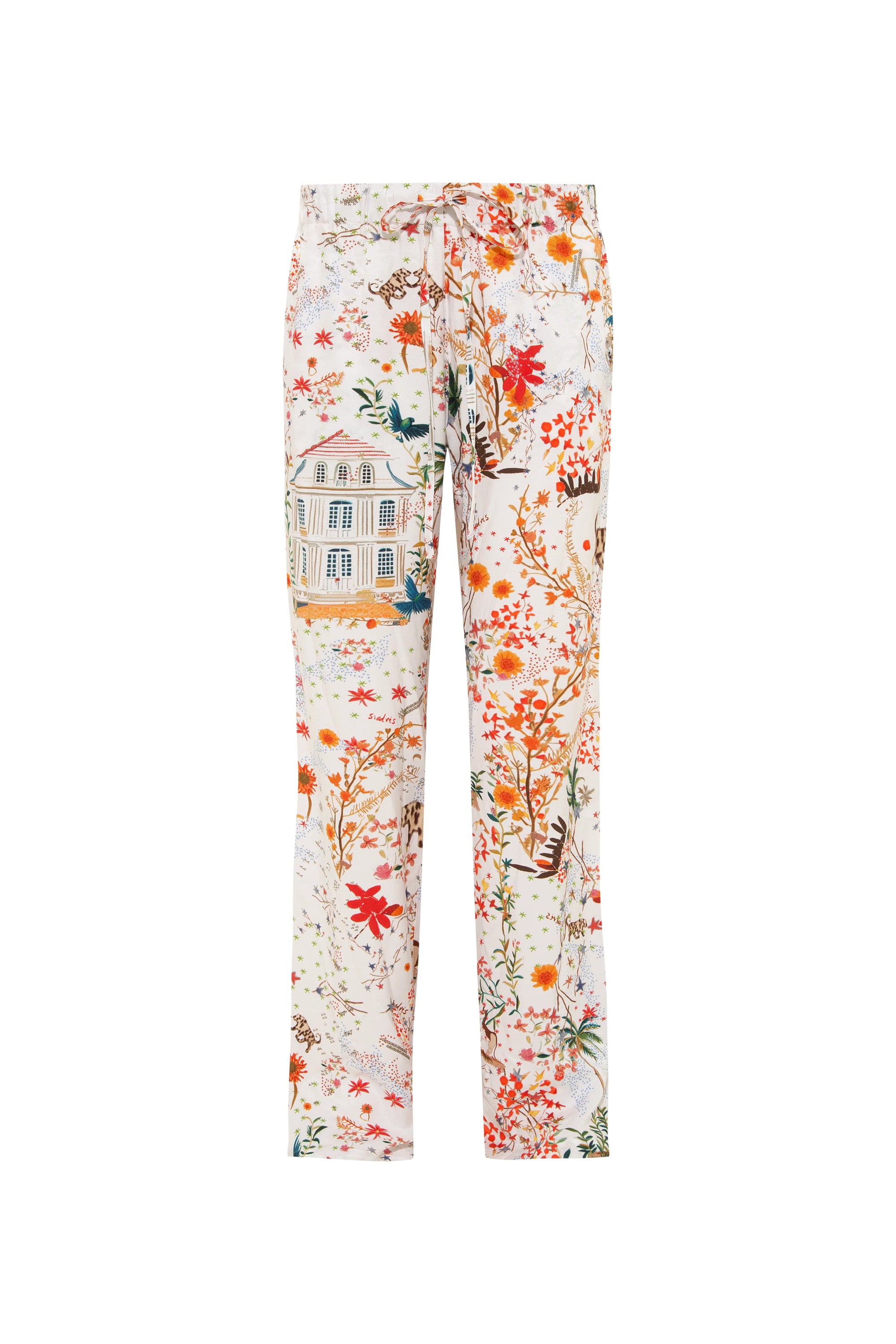 NEDI  Maison print straight-leg drawstring pants