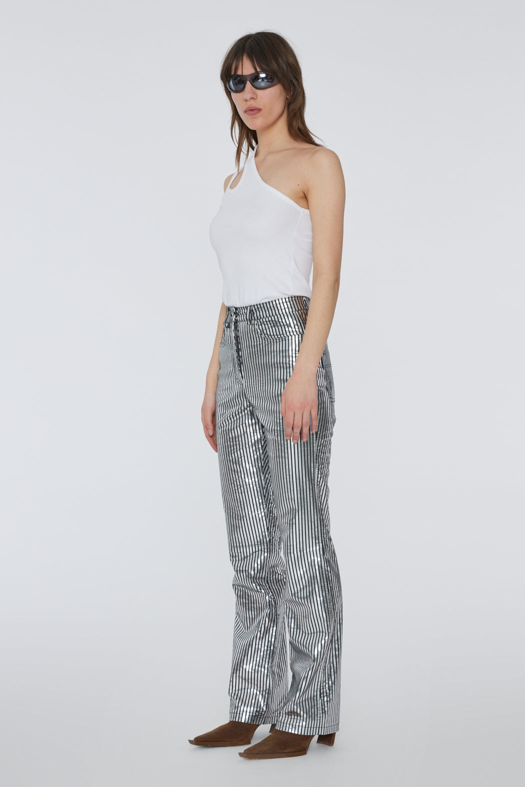 Lynn Striped Leather Pants