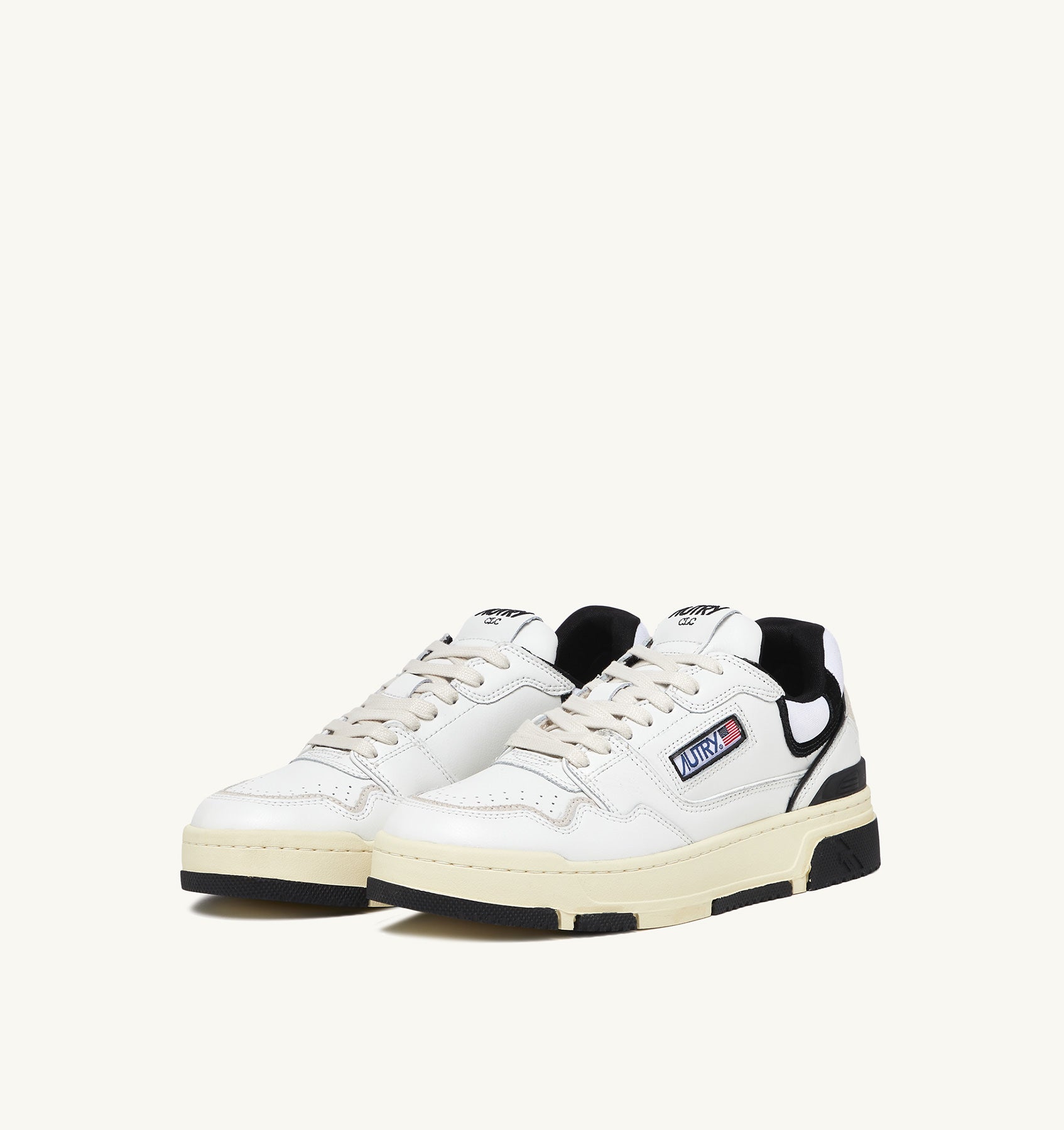 CLC LOW SNEAKERS IN WHITE LEATHER AND BLACK SUEDE