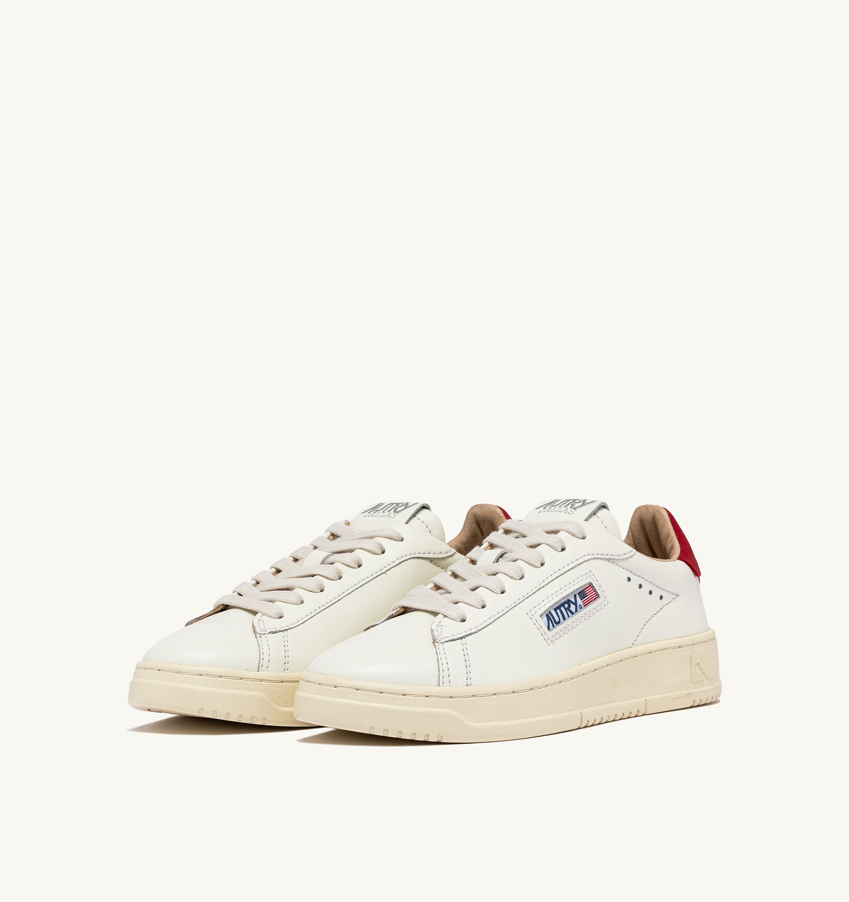 DALLAS LOW SNEAKERS IN WHITE AND RED LEATHER