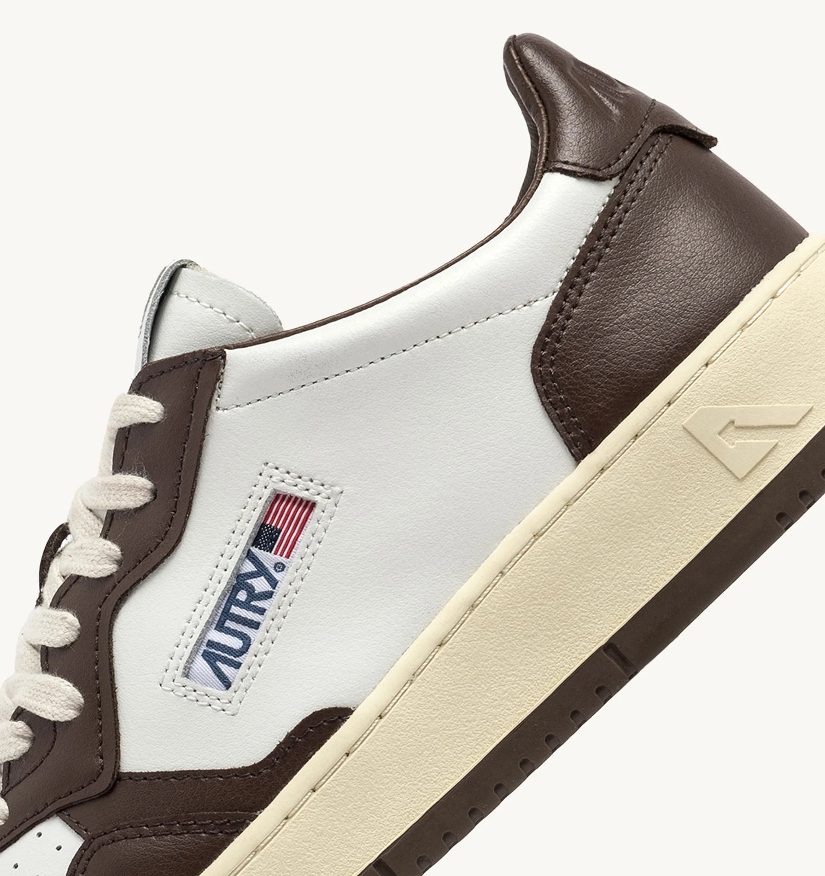 Medalist Low Bicolor Sneakers in White and Chestnut Leather