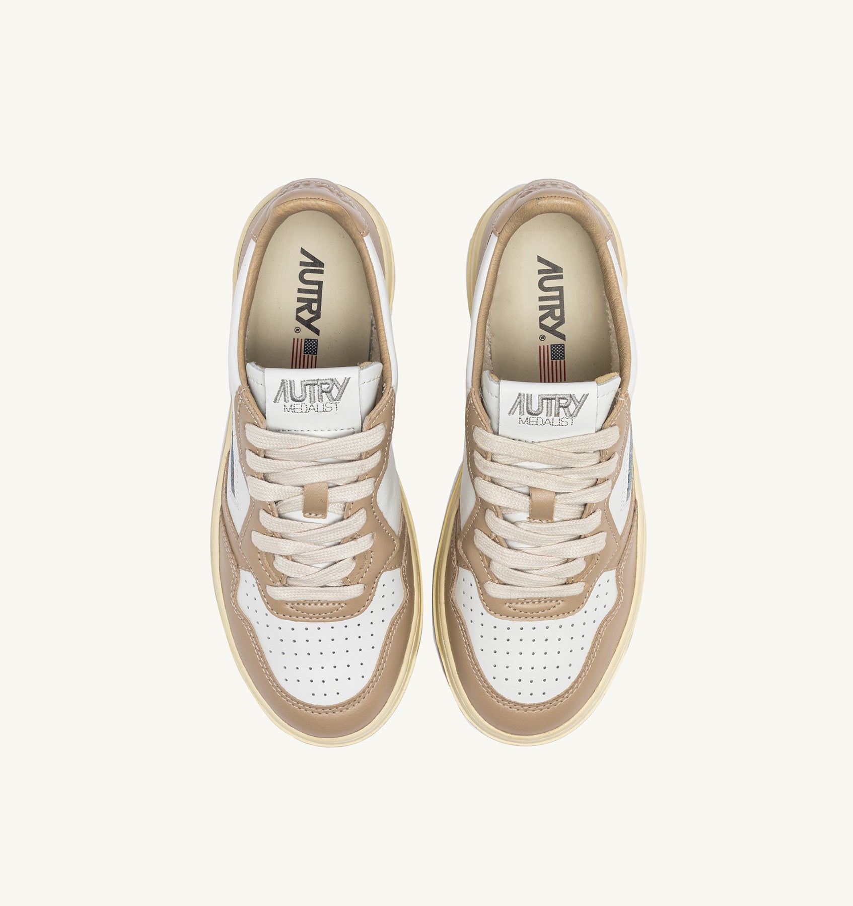 Medalist Low BiColor Sneakers in White and Pepper Leather