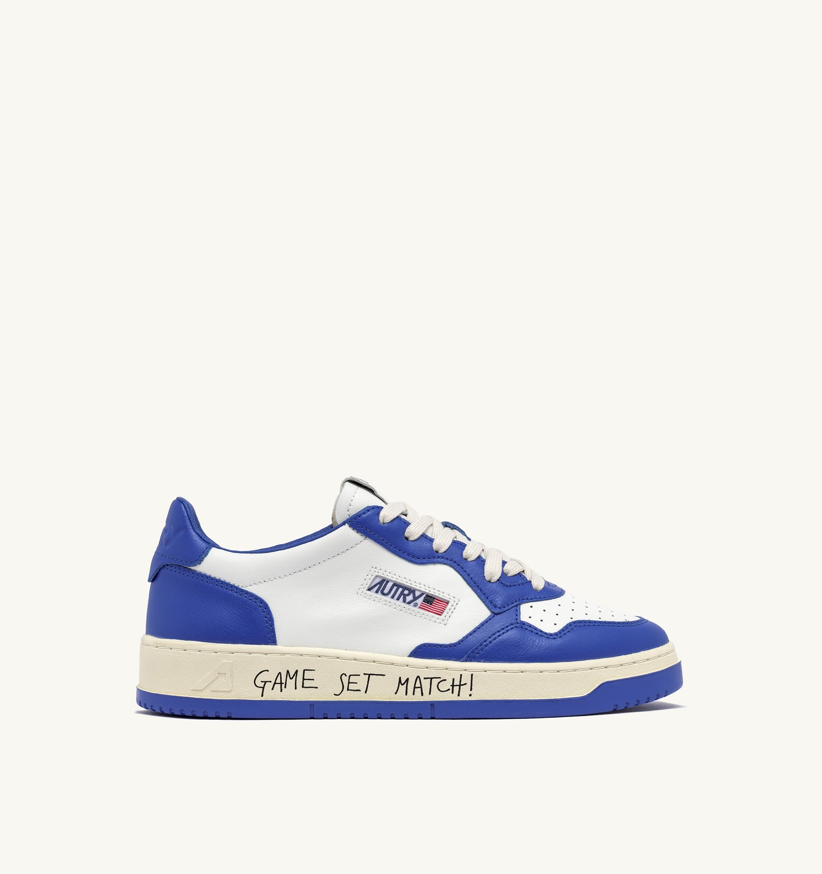 MEDALIST LOW SNEAKERS IN WHITE AND PALACE BLUE LEATHER WITH LETTERING