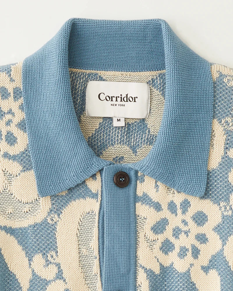 Floral Jacquard Buttondown - Blue