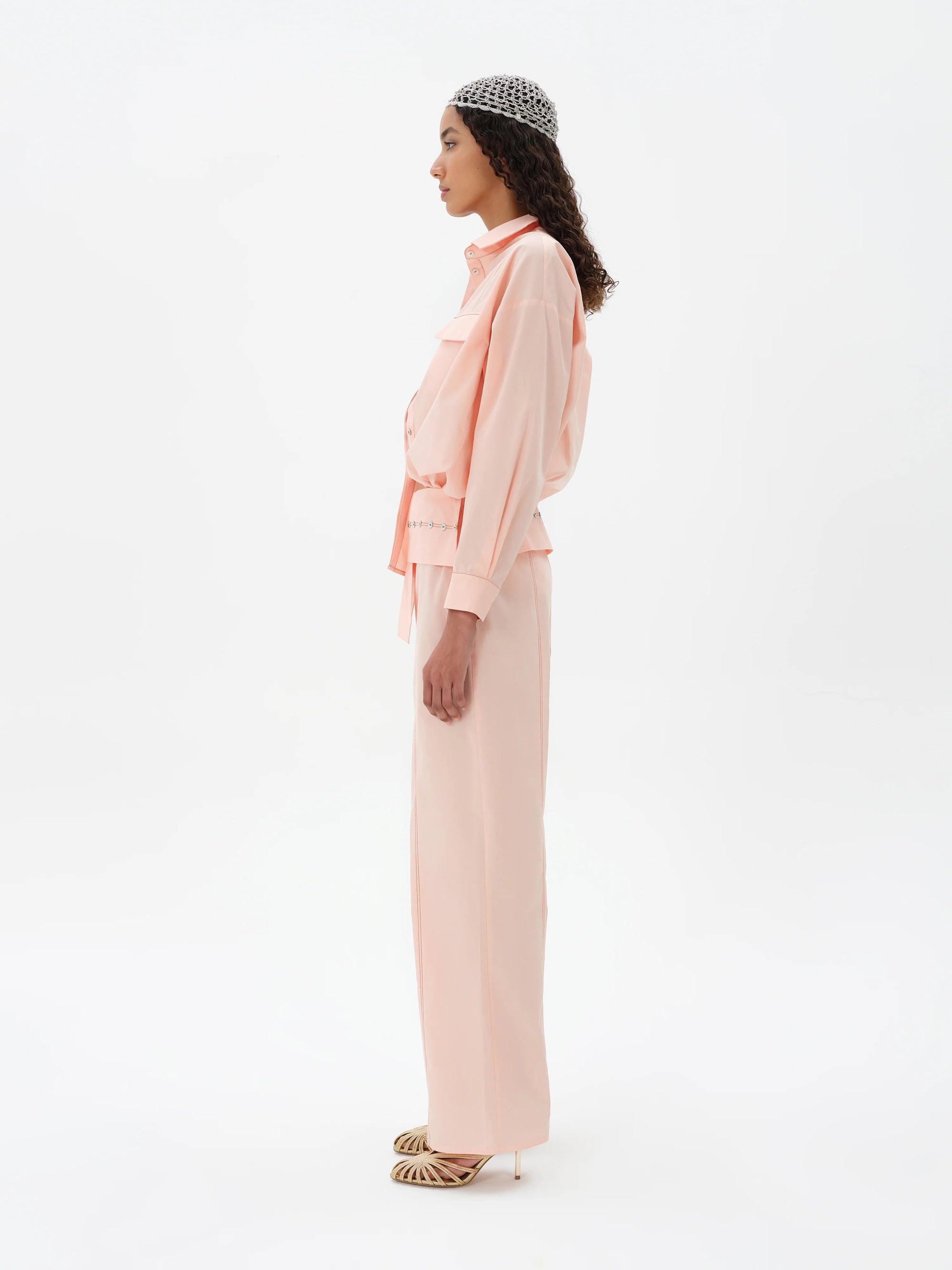 BLANCHE  Foldover waist wide-leg pants