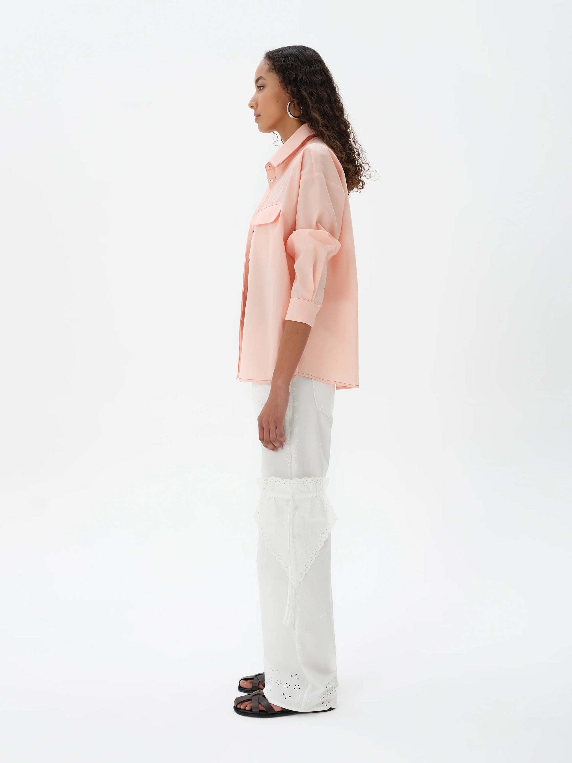 MONINA  Oversize button-down shirt with front pockets