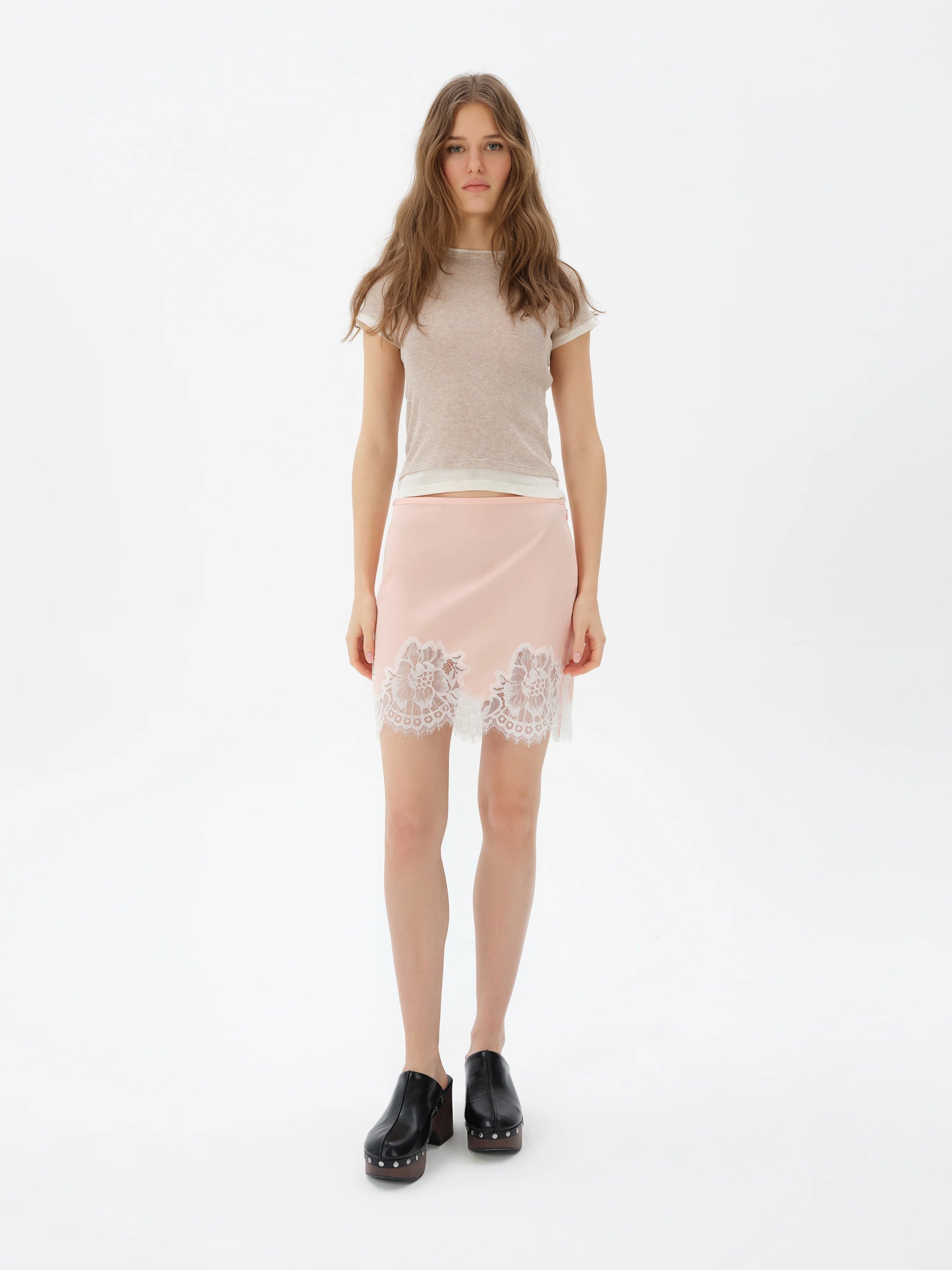 INIA  Lace trimmed mini skirt