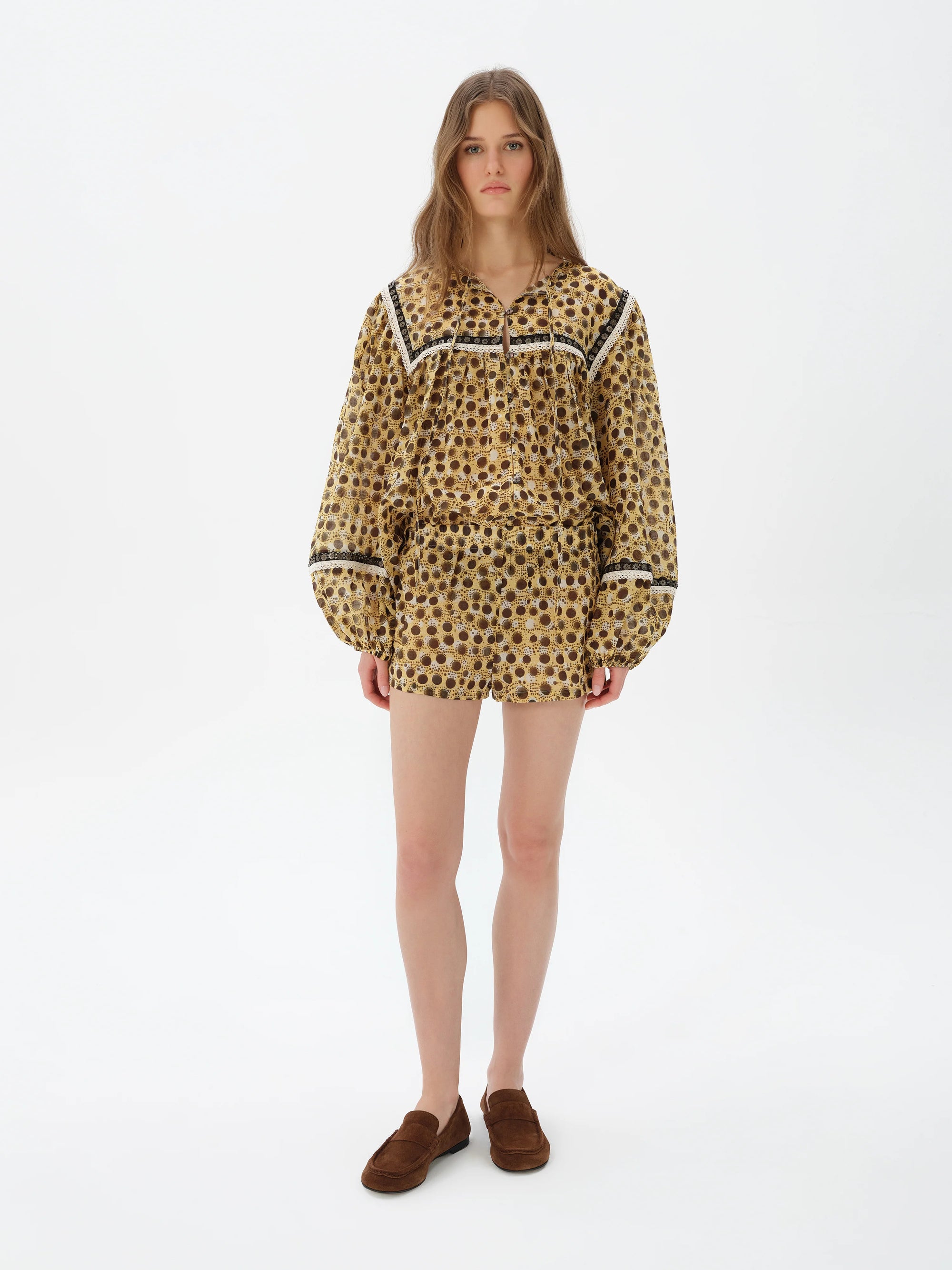 UNEAS  Polka-dot printed mini shorts