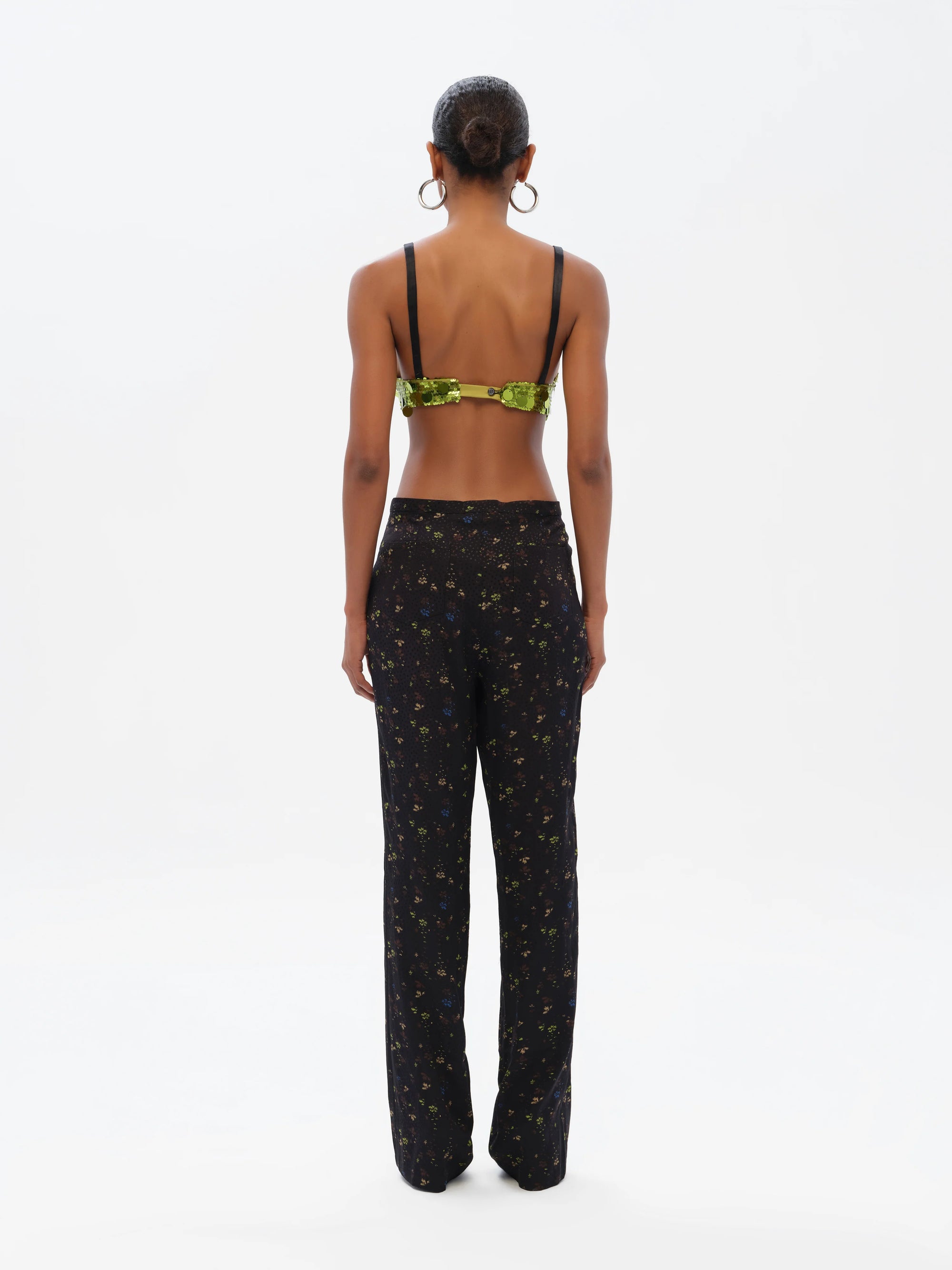 ELZA  Low-rise floral-print straight-leg pants