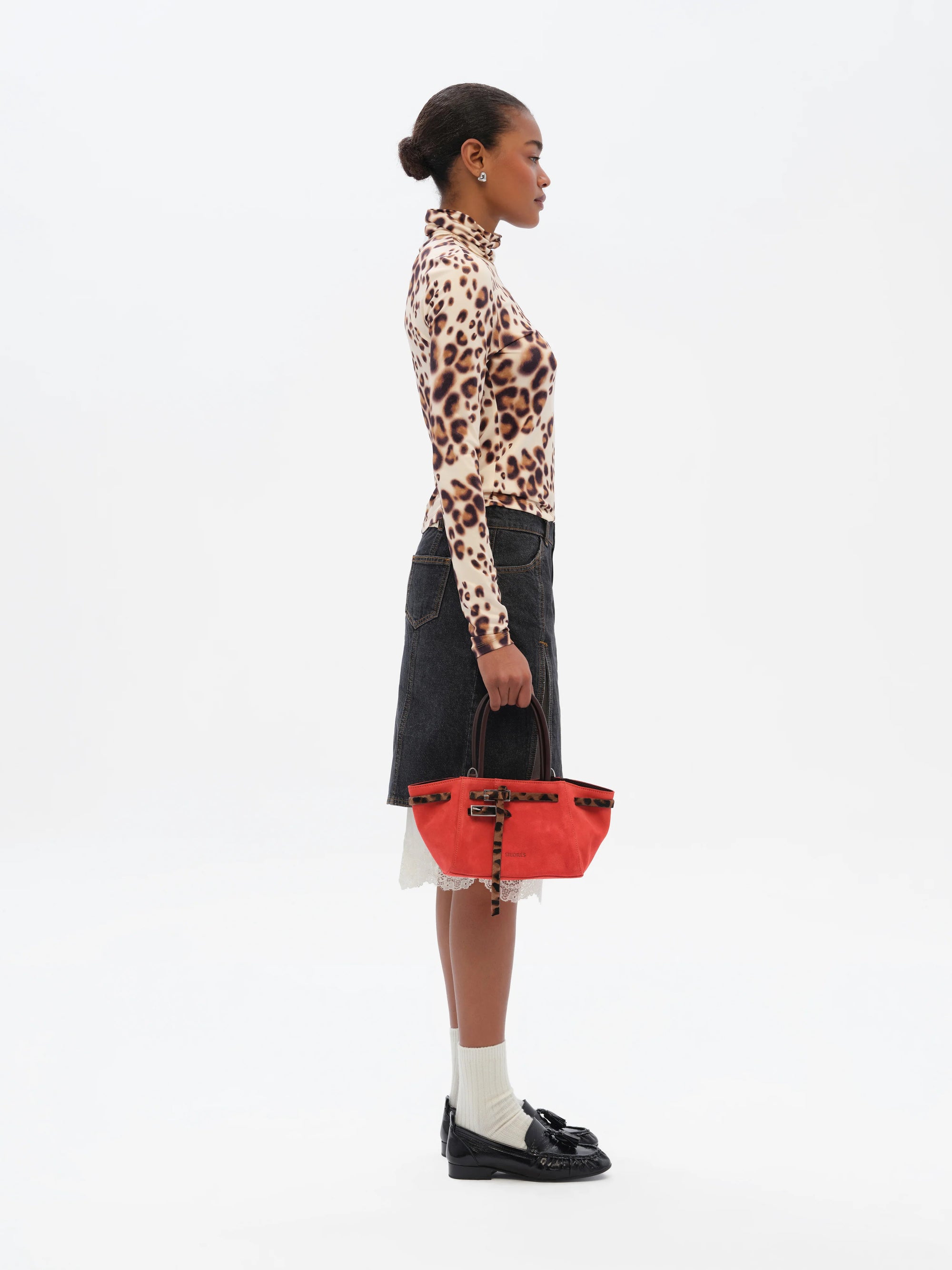 MON  Long sleeve animal-print turtleneck top