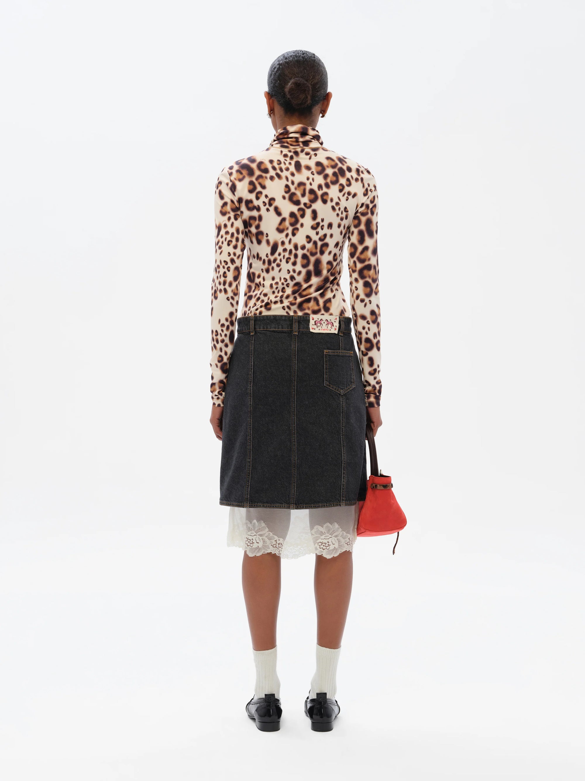 MON  Long sleeve animal-print turtleneck top