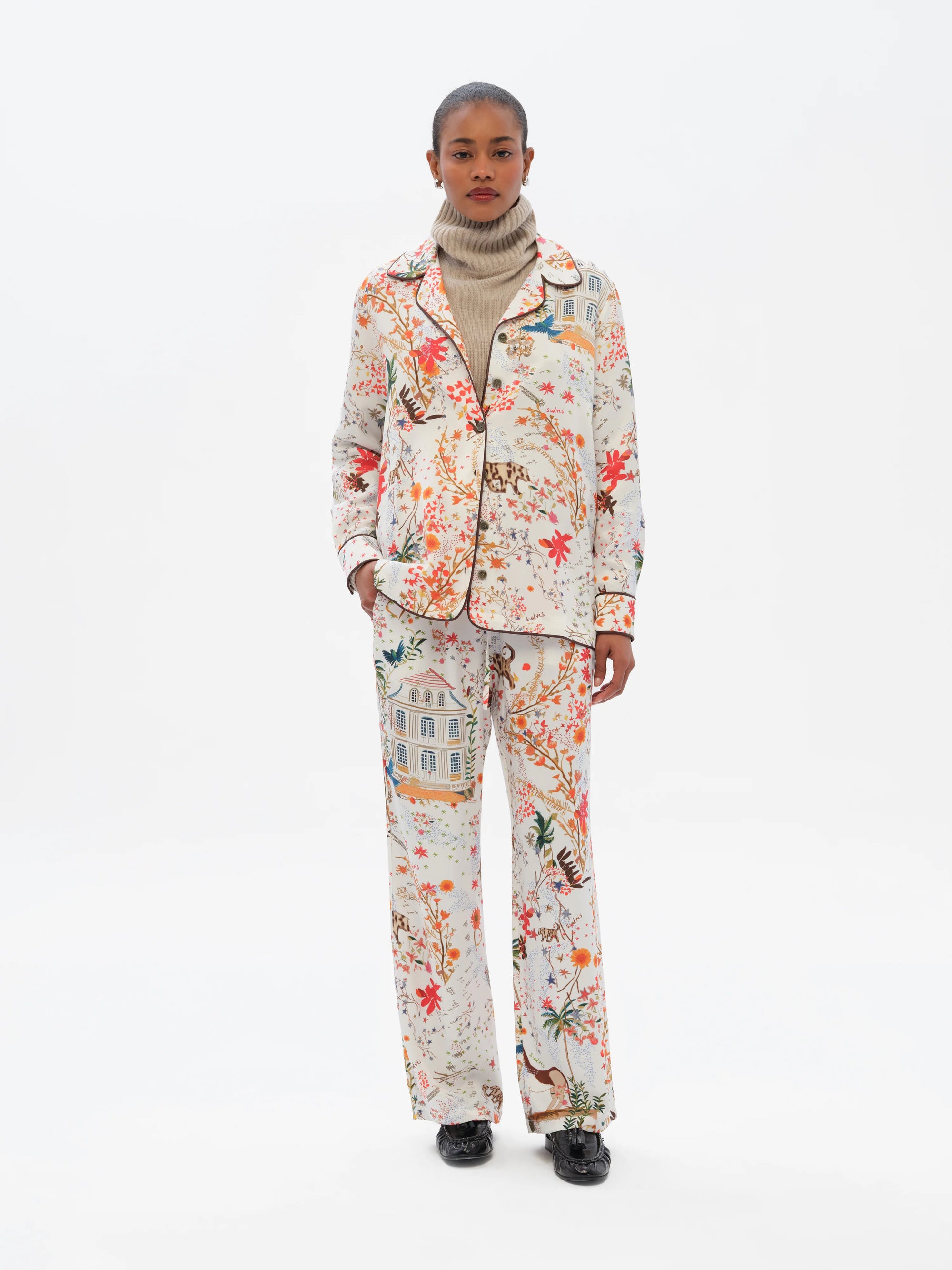 NEDI  Maison print straight-leg drawstring pants