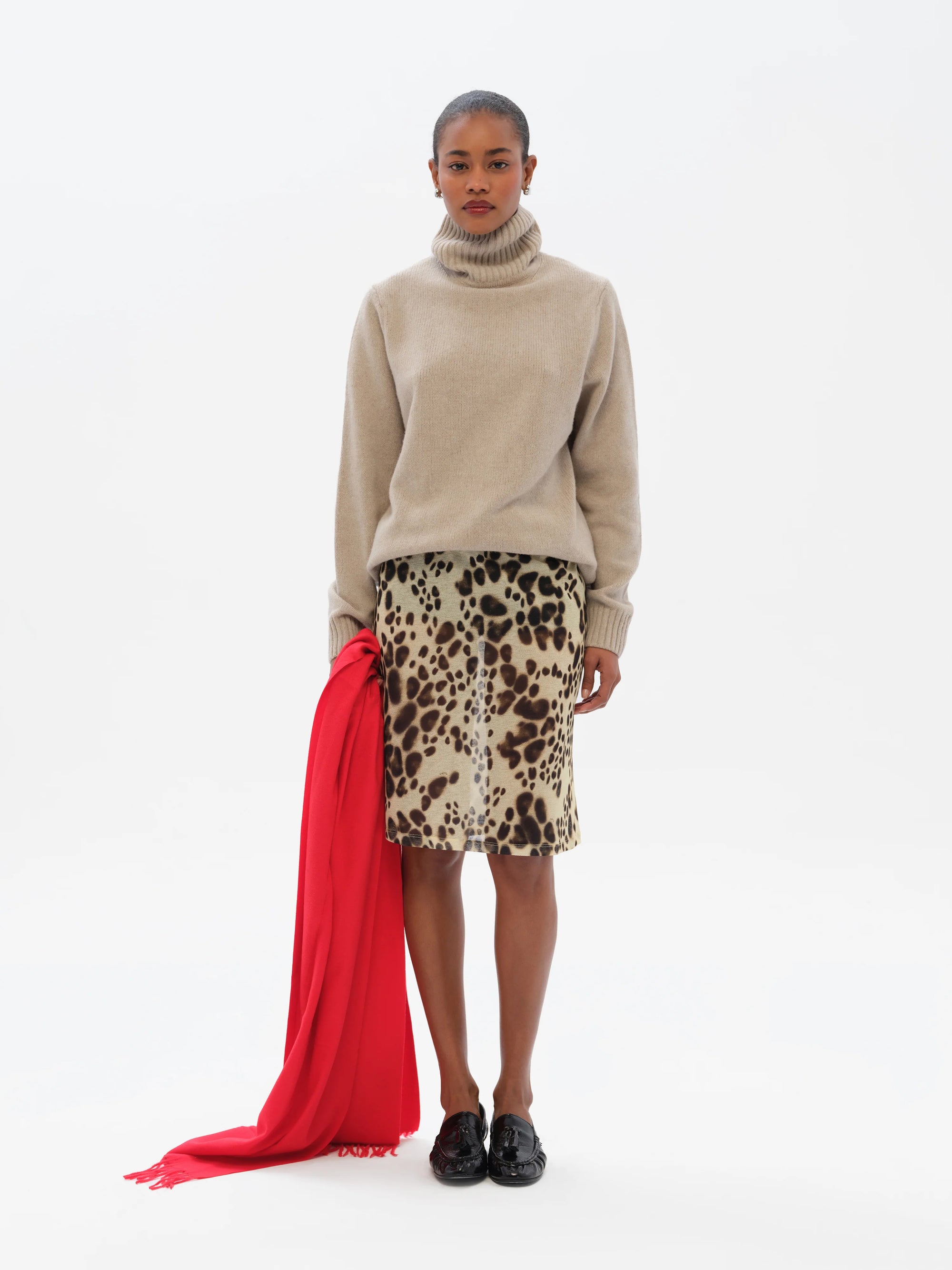 OXENA  Animal-print skirt with mini shorts