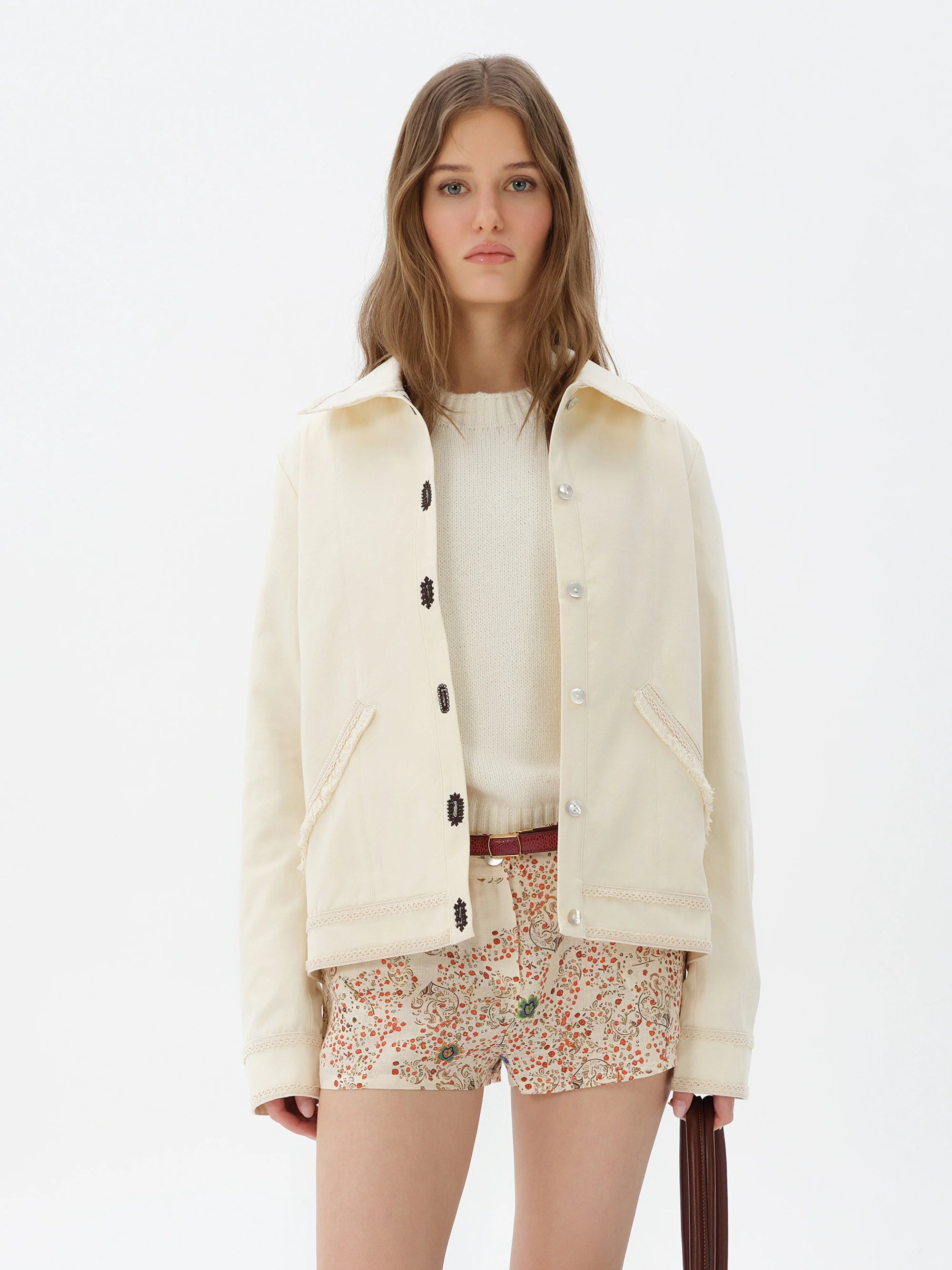 LIETAN  Trim detailed jacket with front pockets