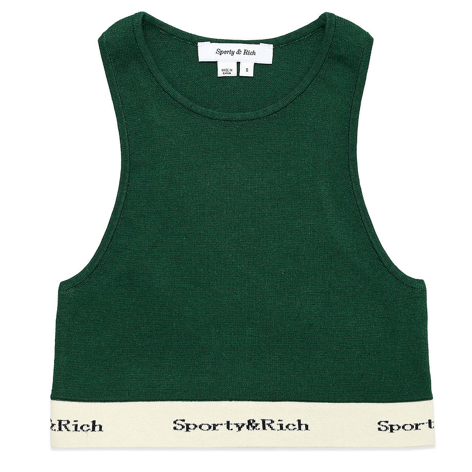 Serif Logo Ribbed Cropped Tank
