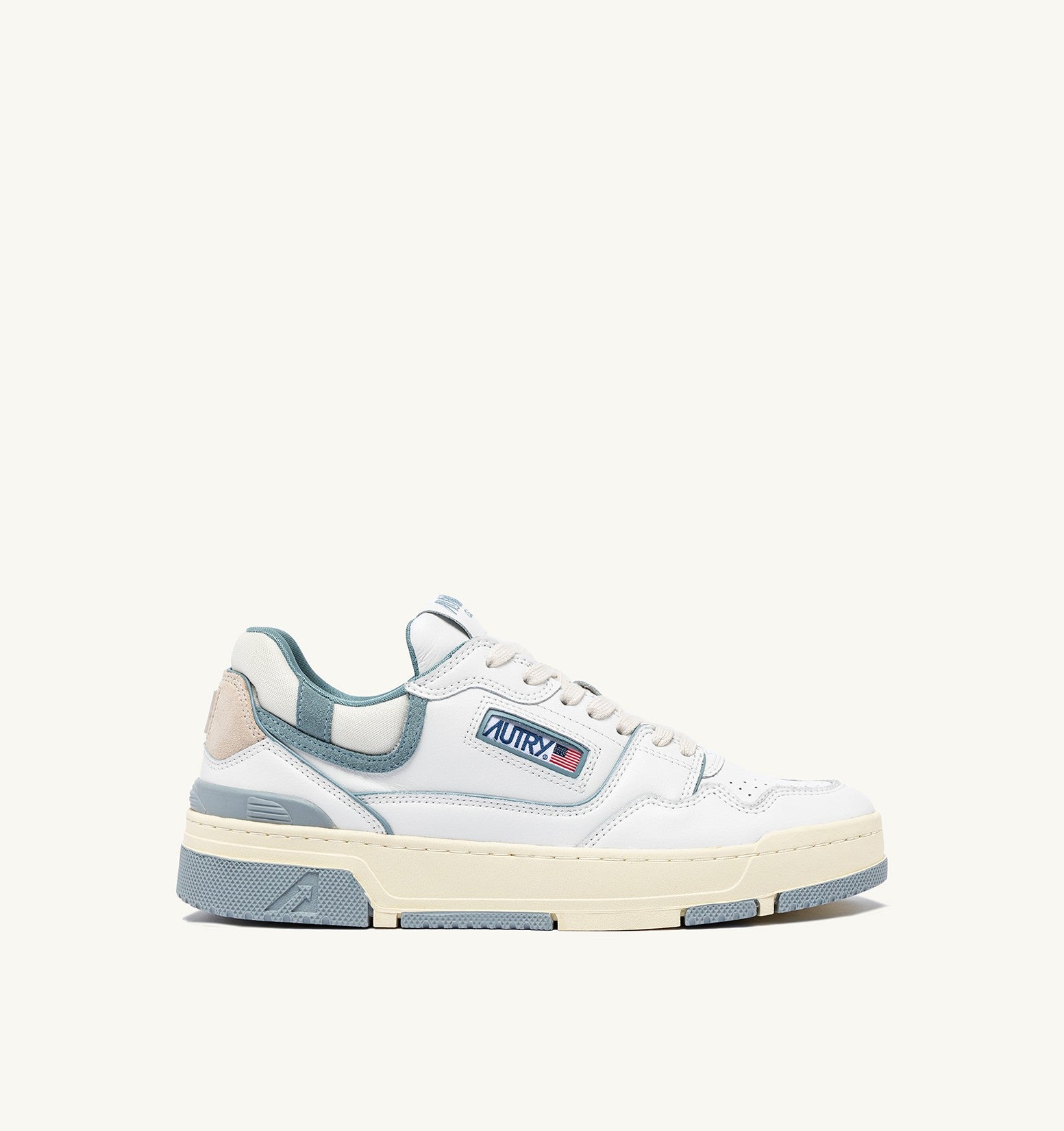 CLC LOW SNEAKERS IN WHITE LEATHER AND SILVER BLUE SUEDE
