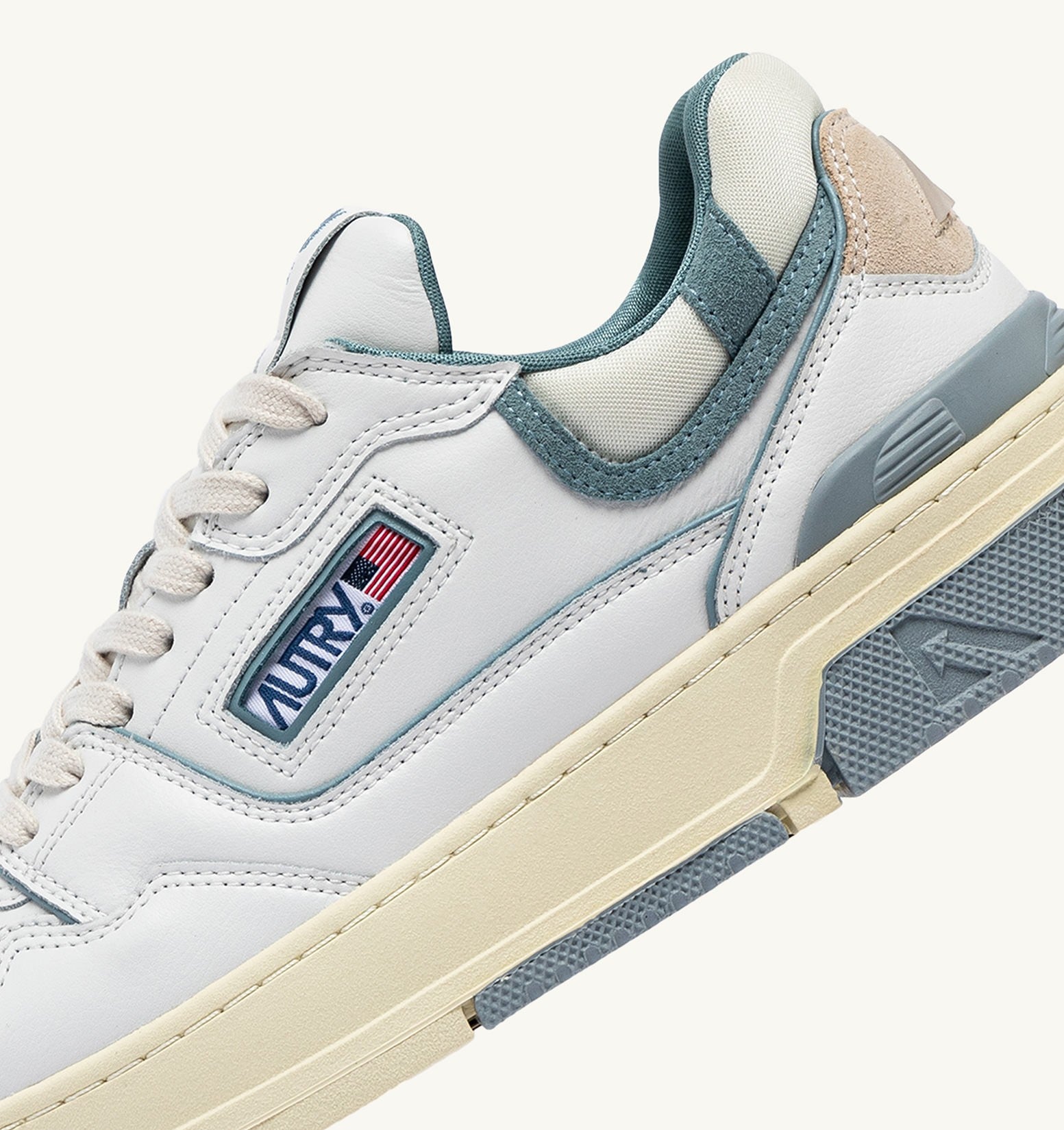 CLC LOW SNEAKERS IN WHITE LEATHER AND SILVER BLUE SUEDE