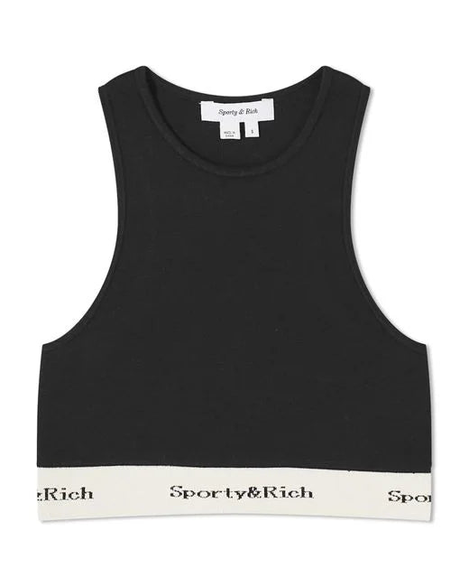 Serif Logo Ribbed Cropped Tank