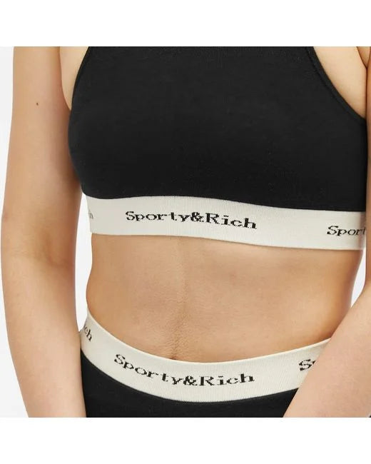 Serif Logo Ribbed Cropped Tank