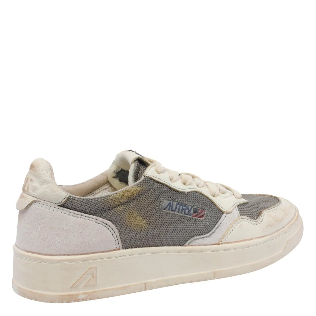 MEDALIST LOW SUPER VINTAGE SNEAKERS IN SEPIA MESH, WHITE SUEDE AND WHITE LEATHER